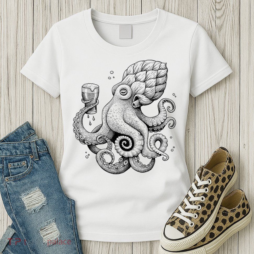 Funny Graphic Octopus Womens T-Shirt