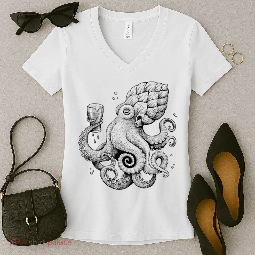 Funny Graphic Octopus Women's V-Neck T-Shirt