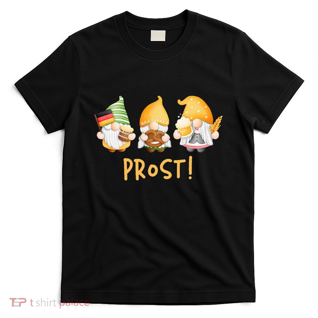 Fun Gnomes Oktoberfest Prost Beer Pretzel German Flag T-Shirt