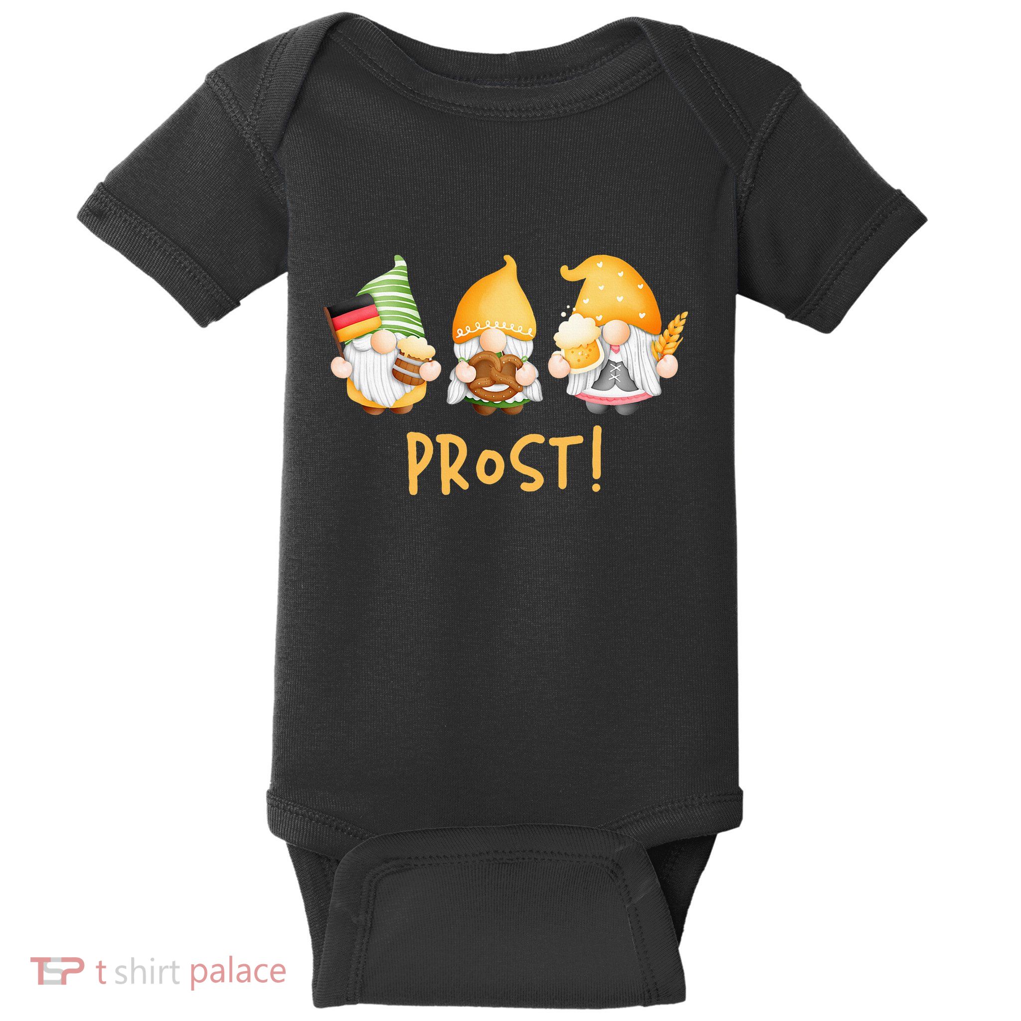 Fun Gnomes Oktoberfest Prost Beer Pretzel German Flag Baby Bodysuit