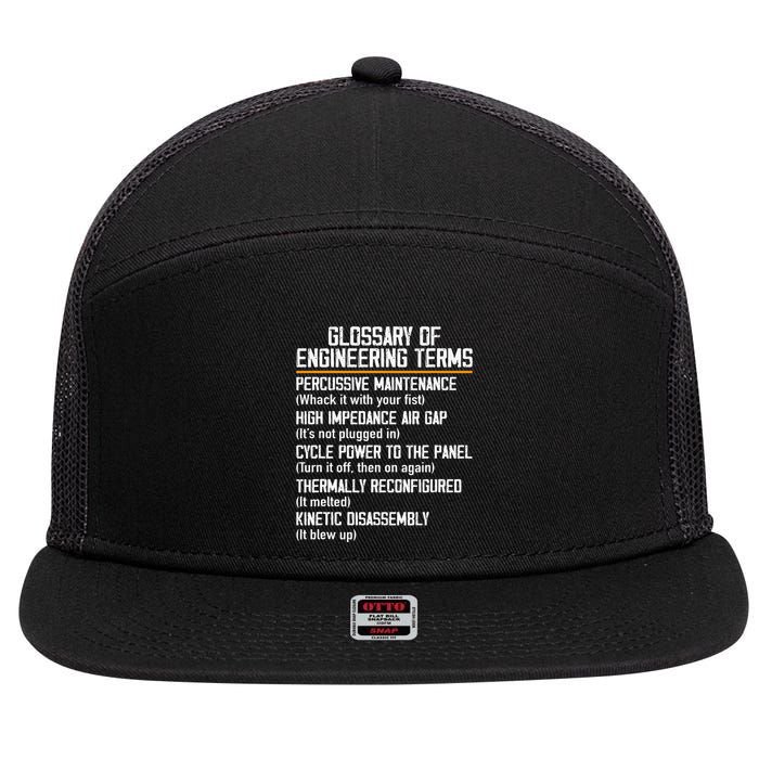 Funny Glossary Of Engineering Terms For Engineering Student 7 Panel Mesh Trucker Snapback Hat