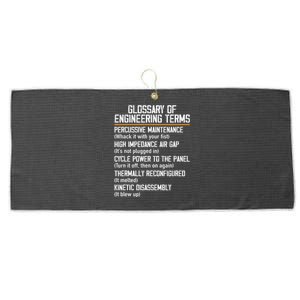 Funny Glossary Of Engineering Terms For Engineering Student Large Microfiber Waffle Golf Towel