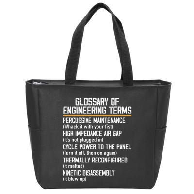 Funny Glossary Of Engineering Terms For Engineering Student Zip Tote Bag