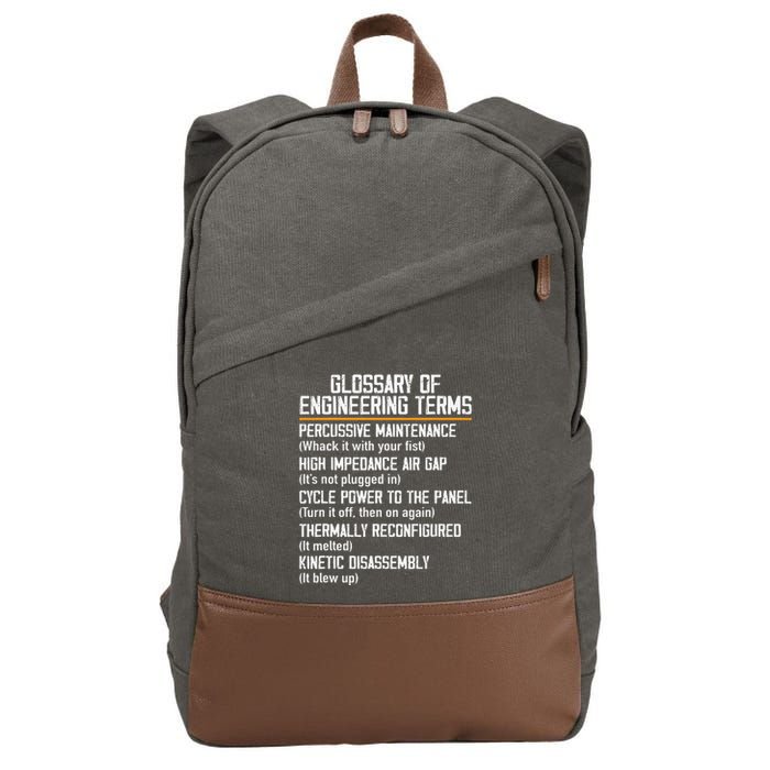 Funny Glossary Of Engineering Terms For Engineering Student Cotton Canvas Backpack