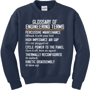 Funny Glossary Of Engineering Terms For Engineering Student Kids Sweatshirt