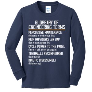 Funny Glossary Of Engineering Terms For Engineering Student Kids Long Sleeve Shirt