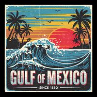 Forever Gulf Of Mexico Since 1550 Retro Vintage Beach Sunset Doggie Tank