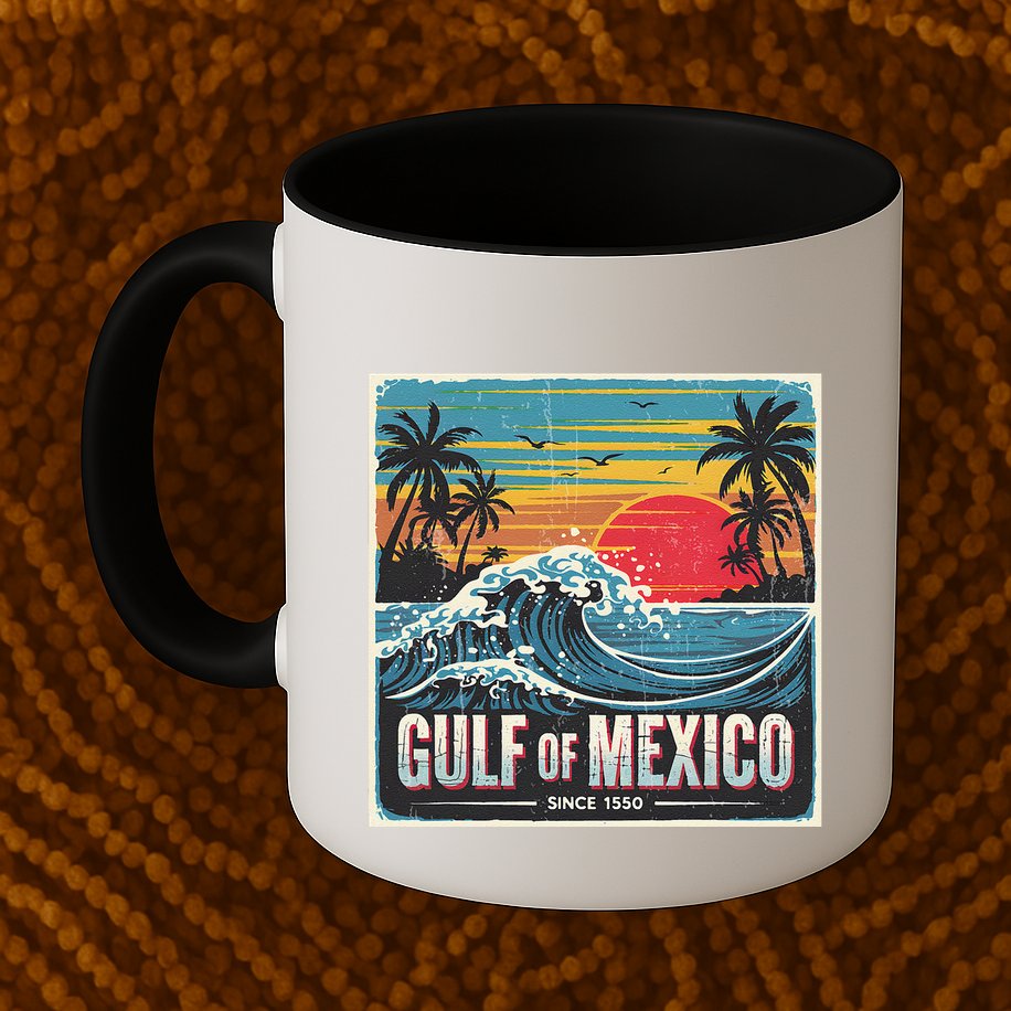 Forever Gulf Of Mexico Since 1550 Retro Vintage Beach Sunset Mug