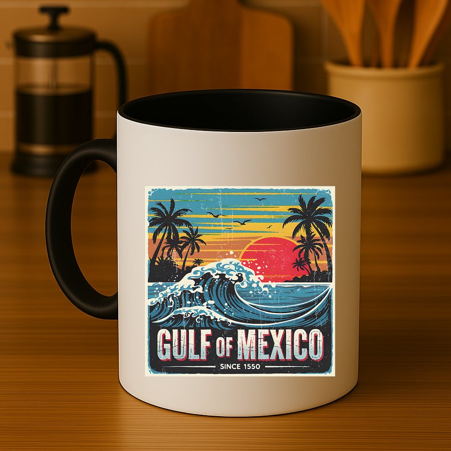 Forever Gulf Of Mexico Since 1550 Retro Vintage Beach Sunset Mug