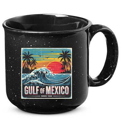 Forever Gulf Of Mexico Since 1550 Retro Vintage Beach Sunset 15oz Campfire Ceramic Mug