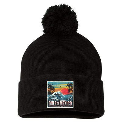 Forever Gulf Of Mexico Since 1550 Retro Vintage Beach Sunset Pom Pom 12in Knit Beanie