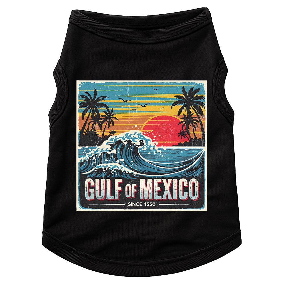 Forever Gulf Of Mexico Since 1550 Retro Vintage Beach Sunset Doggie Tank