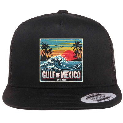 Forever Gulf Of Mexico Since 1550 Retro Vintage Beach Sunset Flatbill Hat