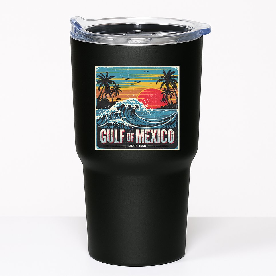 Forever Gulf Of Mexico Since 1550 Retro Vintage Beach Sunset Tumbler