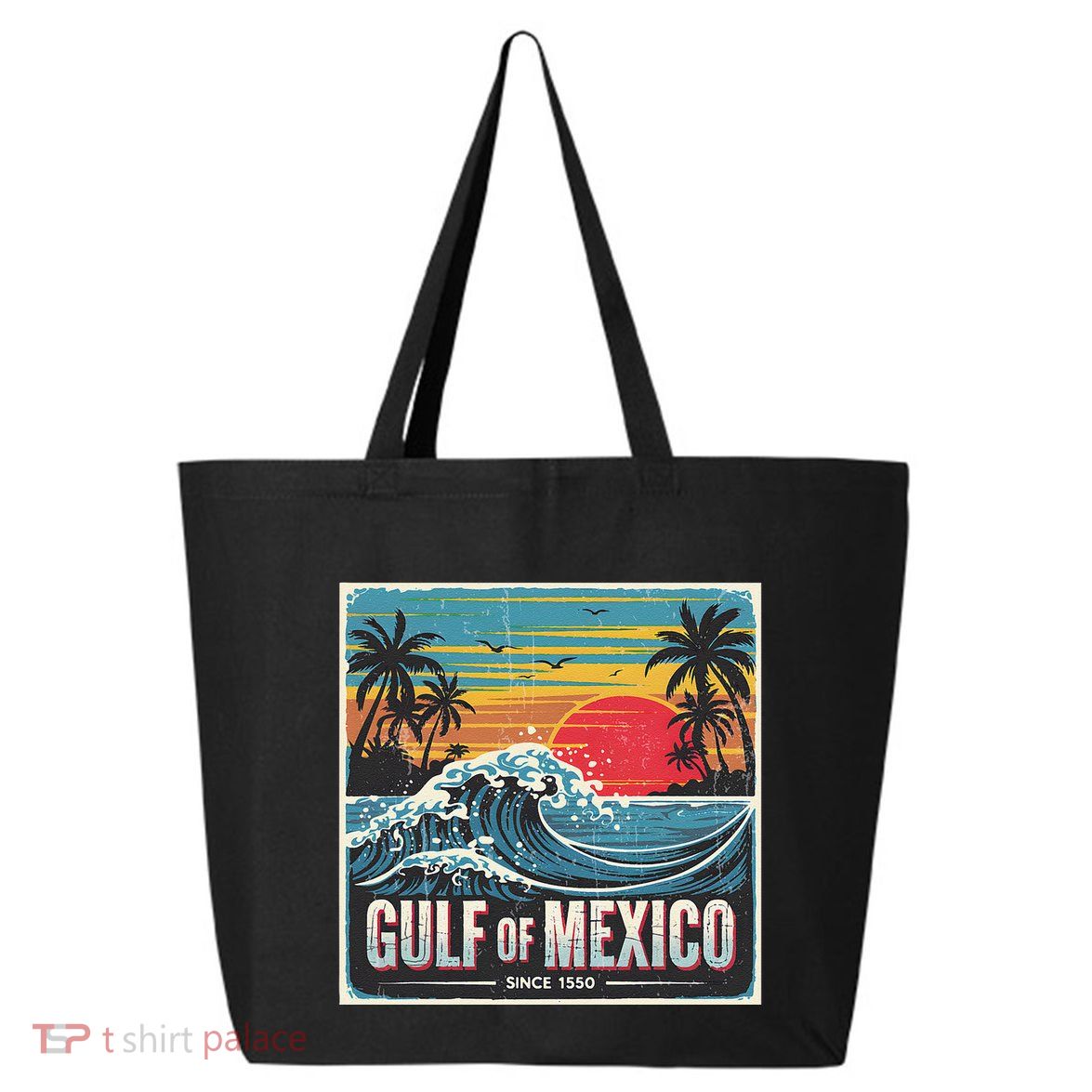 Forever Gulf Of Mexico Since 1550 Retro Vintage Beach Sunset 25L Jumbo Tote