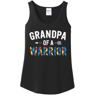 Family Grandpa Of A Warrior Autism Awareness Ladies Essential Tank