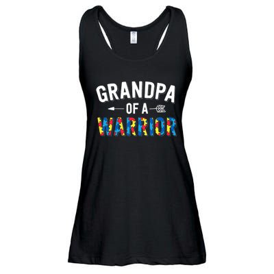 Family Grandpa Of A Warrior Autism Awareness Ladies Essential Flowy Tank