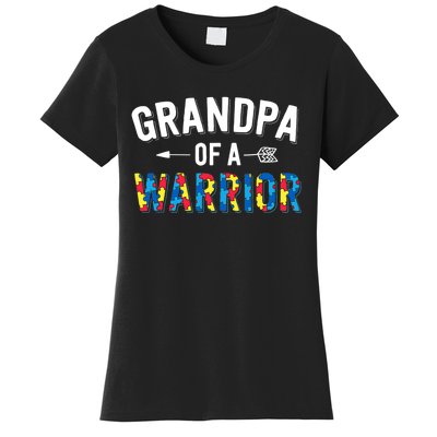 Family Grandpa Of A Warrior Autism Awareness Women's T-Shirt