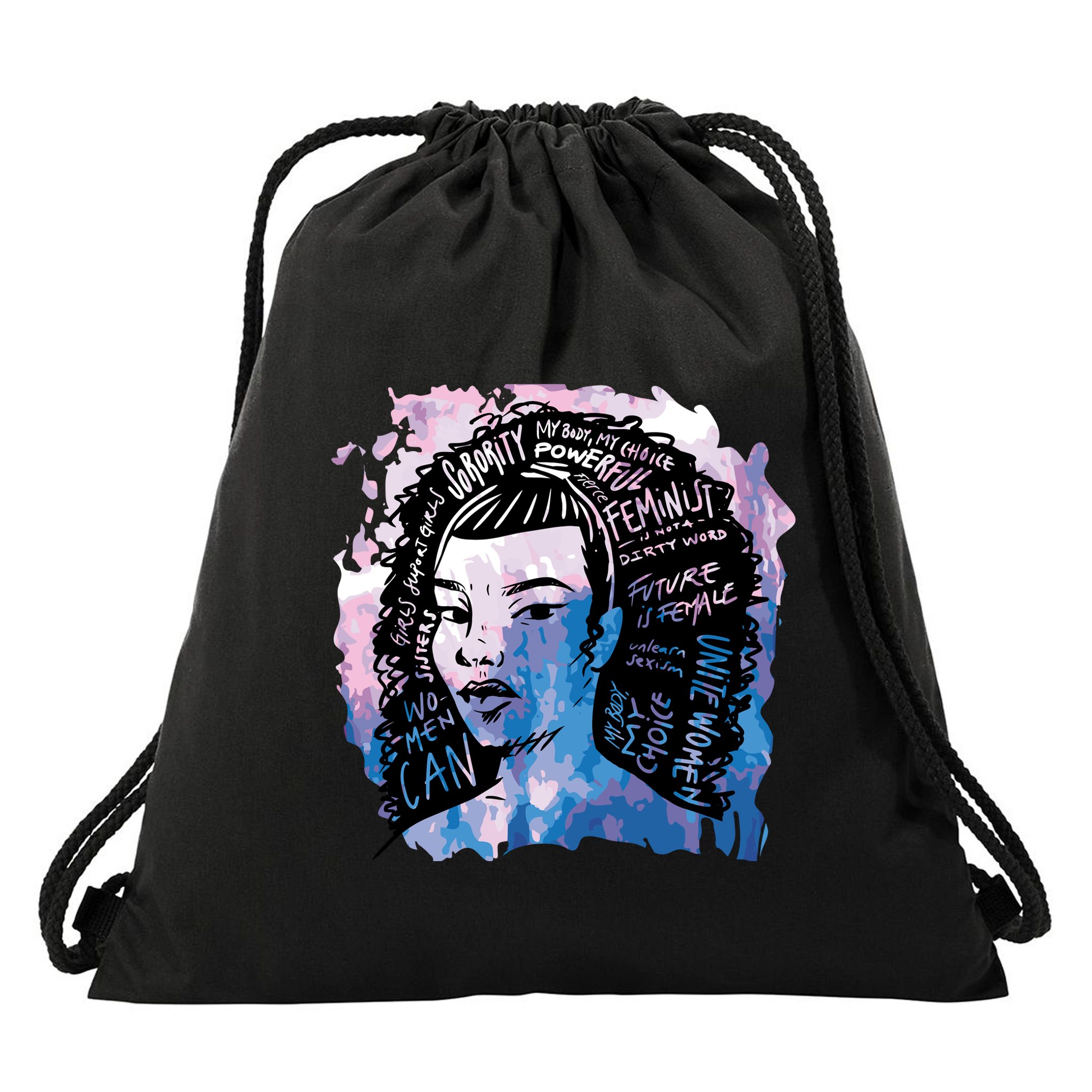 Feminist Girl Power Quote Drawstring Bag