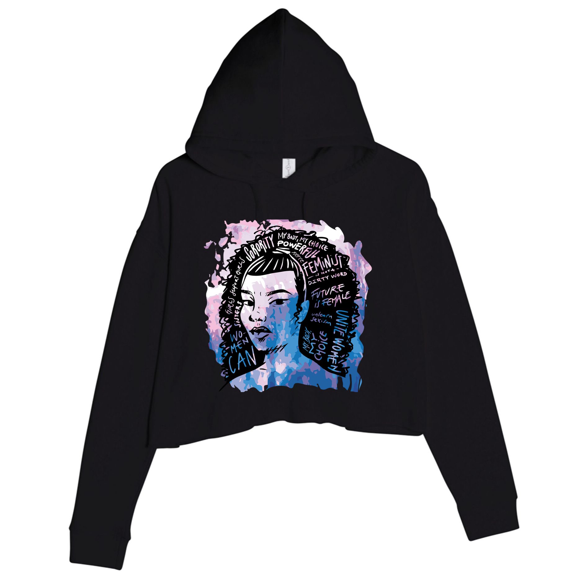 Feminist Girl Power Quote Crop Fleece Hoodie