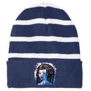 Feminist Girl Power Quote Striped Beanie with Solid Band