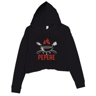 Funny Grilling Pepere Bbq Pepere Grandpa Cute Gift Crop Fleece Hoodie