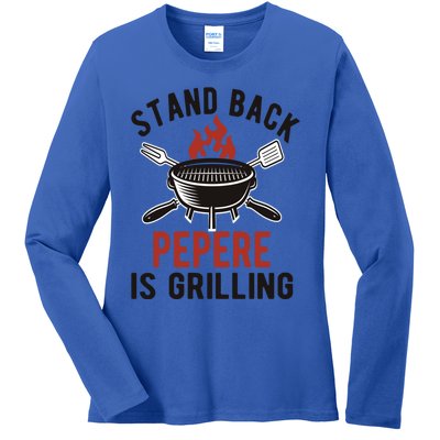 Funny Grilling Pepere Bbq Pepere Grandpa Cute Gift Ladies Long Sleeve Shirt