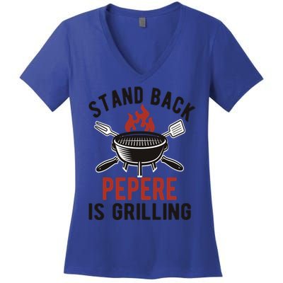 Funny Grilling Pepere Bbq Pepere Grandpa Cute Gift Women's V-Neck T-Shirt