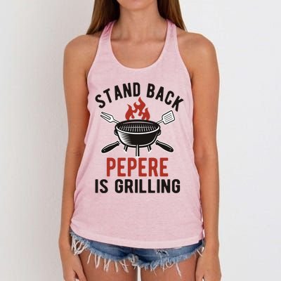 Funny Grilling Pepere Bbq Pepere Grandpa Cute Gift Women's Knotted Racerback Tank