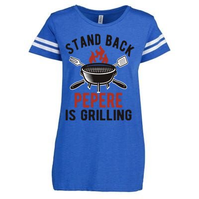 Funny Grilling Pepere Bbq Pepere Grandpa Cute Gift Enza Ladies Jersey Football T-Shirt