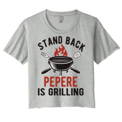 Funny Grilling Pepere Bbq Pepere Grandpa Cute Gift Women's Crop Top Tee