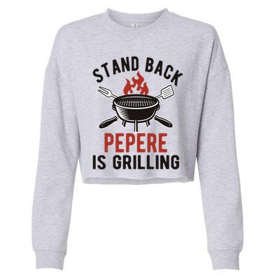 Funny Grilling Pepere Bbq Pepere Grandpa Cute Gift Cropped Pullover Crew