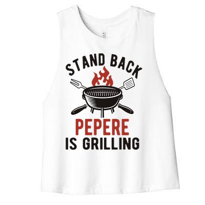 Funny Grilling Pepere Bbq Pepere Grandpa Cute Gift Women's Racerback Cropped Tank