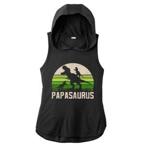 Funny Grandpas, Papasaurus Dinosaur 2 Fathers Day Ladies PosiCharge Tri-Blend Wicking Draft Hoodie Tank