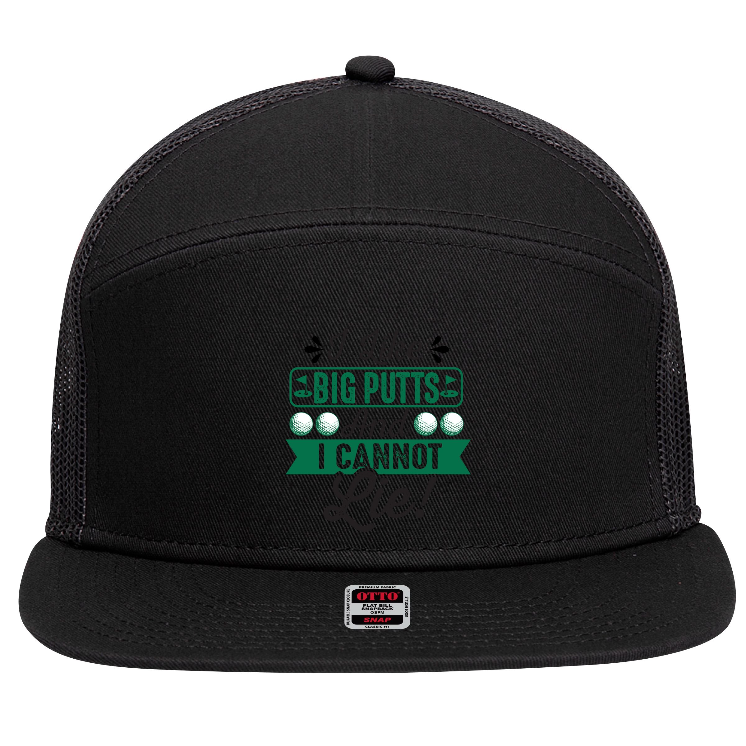 Funny Golf Pun Graphic 7 Panel Mesh Trucker Snapback Hat