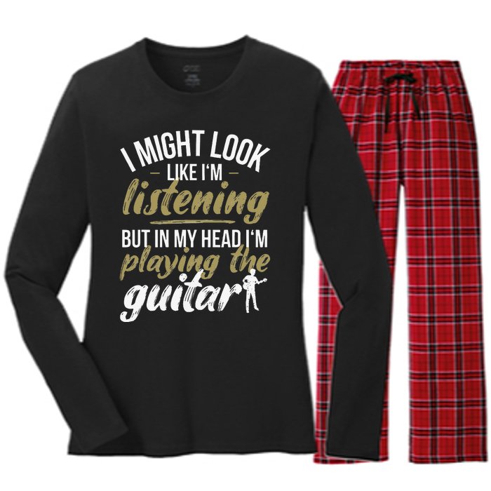 Funny Guitar Player Saying Guitarist I Playing The Guitar Women's Long Sleeve Flannel Pajama Set 