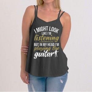 Funny Guitar Player Saying Guitarist I Playing The Guitar Women's Strappy Tank