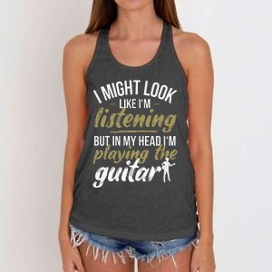 Funny Guitar Player Saying Guitarist I Playing The Guitar Women's Knotted Racerback Tank