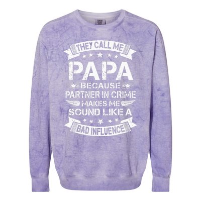 Funny Grandpa Papa Partner In Crime Dad Fathers Day Colorblast Crewneck Sweatshirt