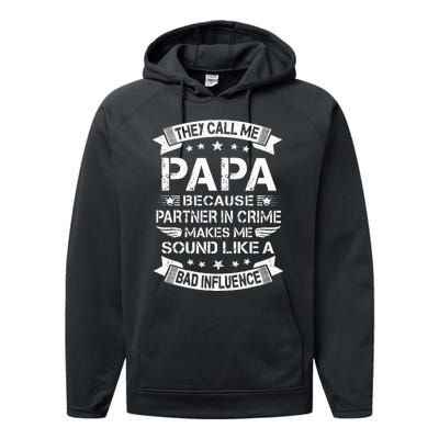 Funny Grandpa Papa Partner In Crime Dad Fathers Day Performance Fleece Hoodie