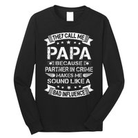 Funny Grandpa Papa Partner In Crime Dad Fathers Day Long Sleeve Shirt