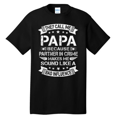 Funny Grandpa Papa Partner In Crime Dad Fathers Day Tall T-Shirt