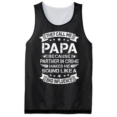 Funny Grandpa Papa Partner In Crime Dad Fathers Day Mesh Reversible Basketball Jersey Tank