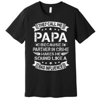 Funny Grandpa Papa Partner In Crime Dad Fathers Day Premium T-Shirt