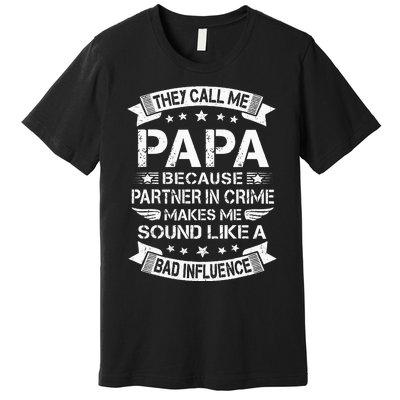 Funny Grandpa Papa Partner In Crime Dad Fathers Day Premium T-Shirt