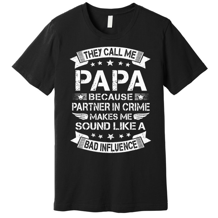 Funny Grandpa Papa Partner In Crime Dad Fathers Day Premium T-Shirt