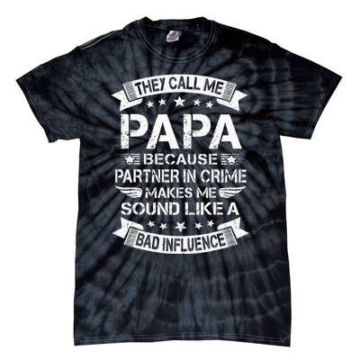 Funny Grandpa Papa Partner In Crime Dad Fathers Day Tie-Dye T-Shirt