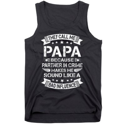 Funny Grandpa Papa Partner In Crime Dad Fathers Day Tank Top