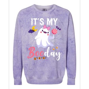 Funny Ghost Pink Bow Its My Boo Day Cute Birthday Halloween Cute Gift Colorblast Crewneck Sweatshirt