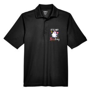 Funny Ghost Pink Bow Its My Boo Day Cute Birthday Halloween Cute Gift Men's Origin Performance Pique Polo